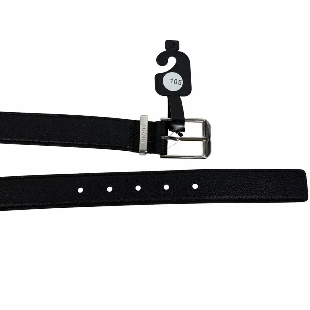 Gucci Rectangular Buckle Pebble Leather Belt Black Men Size 105cm/42